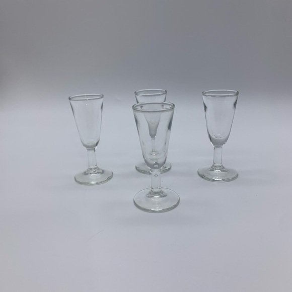 Set Of 4 Antique MCM Vintage After Dinner Stemmed Cordial Aperitif Glasses 1 Oz - Picture 3 of 12